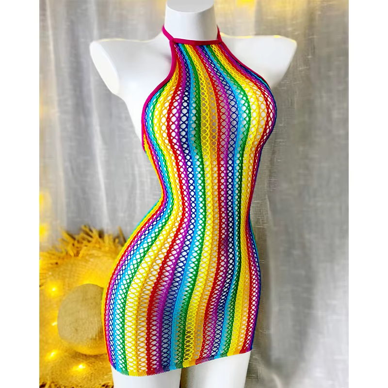 1 pièce Robe moulante sexy pour femme en résille ajourée transparente, tenue de plage sans bikini, m