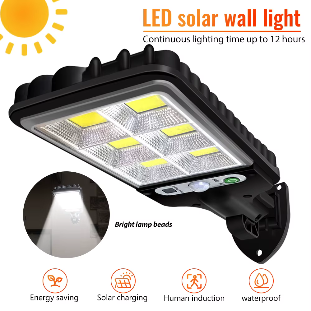 Applique murale solaire extérieure à LED avec détecteur de mouvement, lampadaire d'inondation lumine