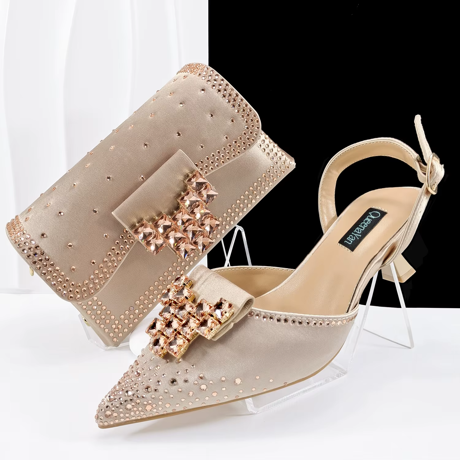 doershow Nouveauté Ensemble chaussures et sac de mariage africain Couleur vin Chaussures italiennes 