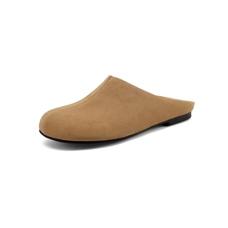 SmallHut Nouvelle Tendance 2026 Mules d'été pour femme en daim de vache, coloris Noir, Kaki, Chocola