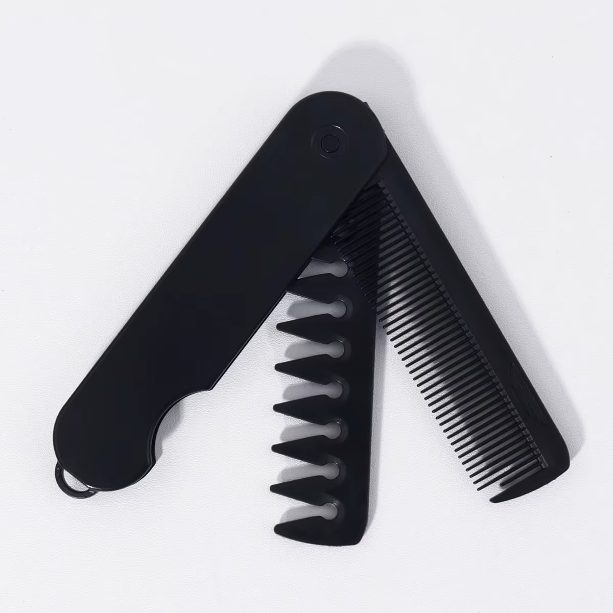 Peigne pliant noir 2 en 1, peigne pliant à double dent pour frange sèche et humide, design portable,