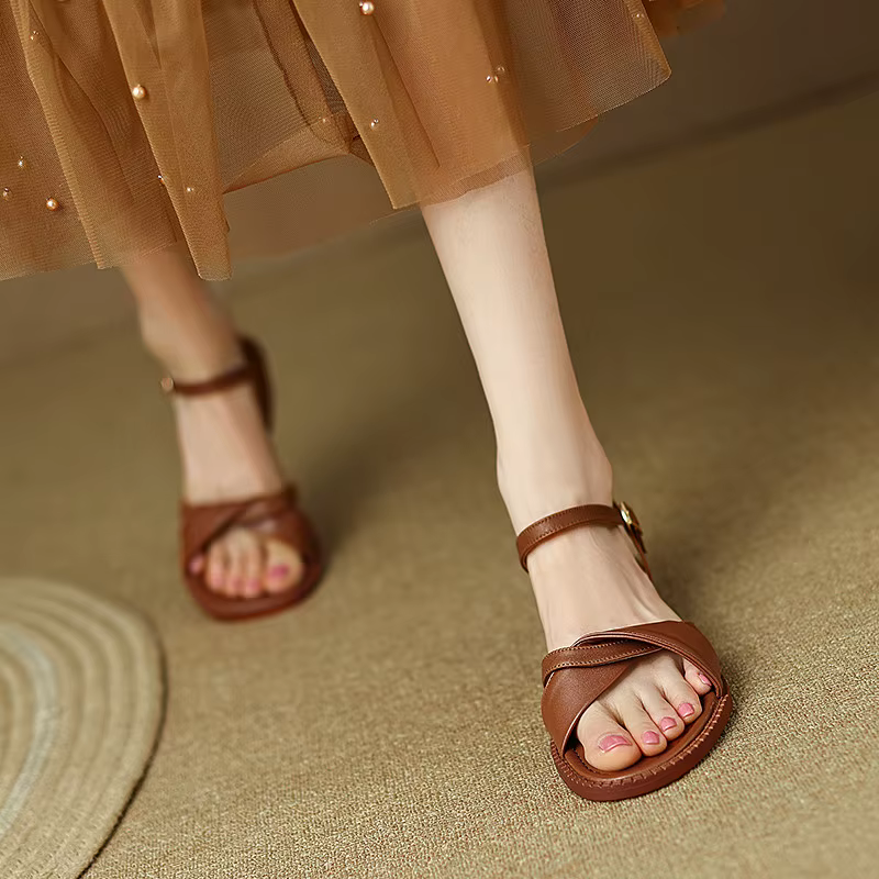 FEDONAS – sandales en cuir véritable à talons bas pour femmes, chaussures de bureau décontractées, m