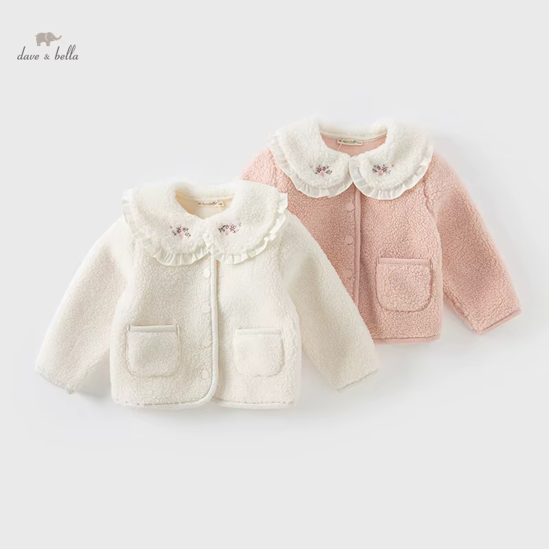 Dave Bella enfants filles bébé hauts vêtements d'extérieur 2024 nouveau automne hiver doux mignon en