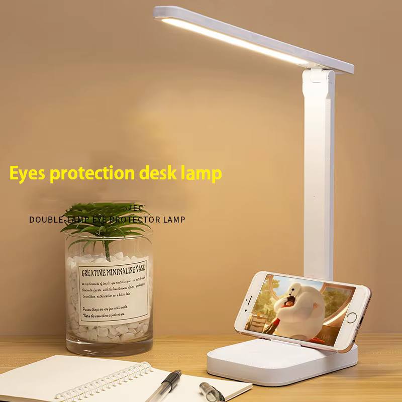 Lampe de table pliable rechargeable, protection des yeux, lampe LED à intensité variable tactile, la