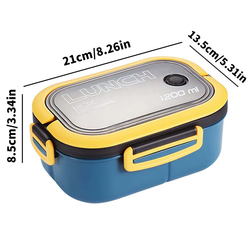 Boîte à lunch à bento portable étanche pour enfants, 2 couches, cuillère et fourchette, grande capac