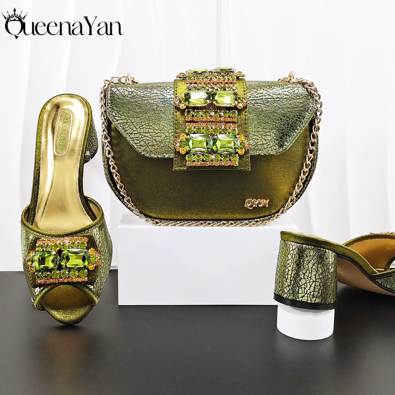 Nouvelles sandales italiennes de créateur, confortables, couleur olive, à bout ouvert, pour soirée, 
