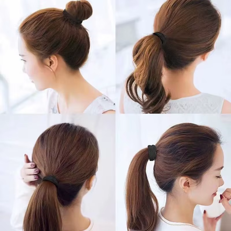 Bandes de cheveux noires pour femmes et filles, chouchous en caoutchouc à haute élasticité, porte-qu