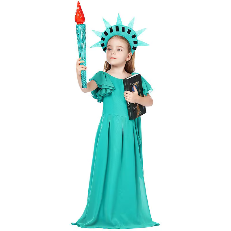 Costume de la Statue de la Liberté pour enfants, robe grecque et romaine antique, déguisement d'Hall