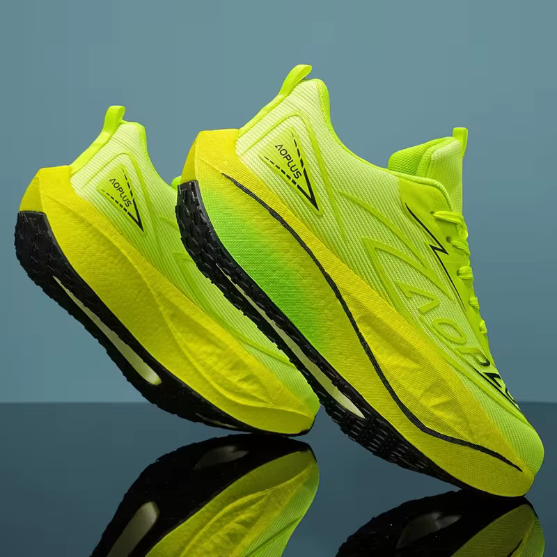 Chaussures de course pour hommes, spécialité sportive, semelle en carbone, marathon, respirantes, lé
