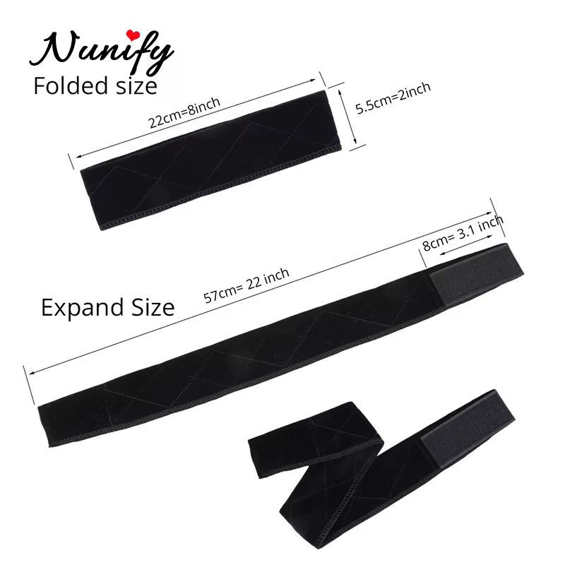 Nunify anti-dérapant doux velours femmes perruque poignées bandeau réglable porte-perruque velours p
