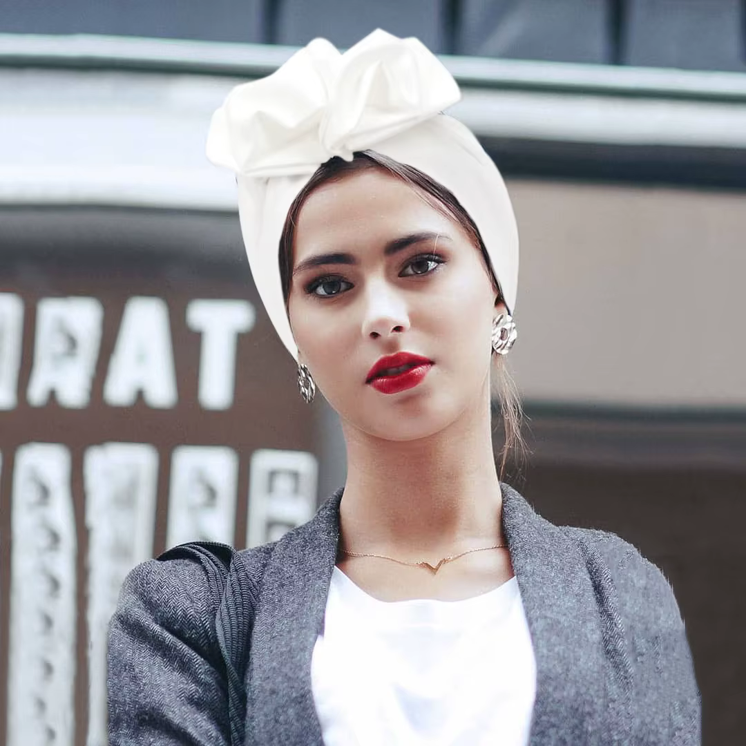 Bandeaux africains élégant rétro Turban pour femmes musulman foulard casquette couleur unie dames bo