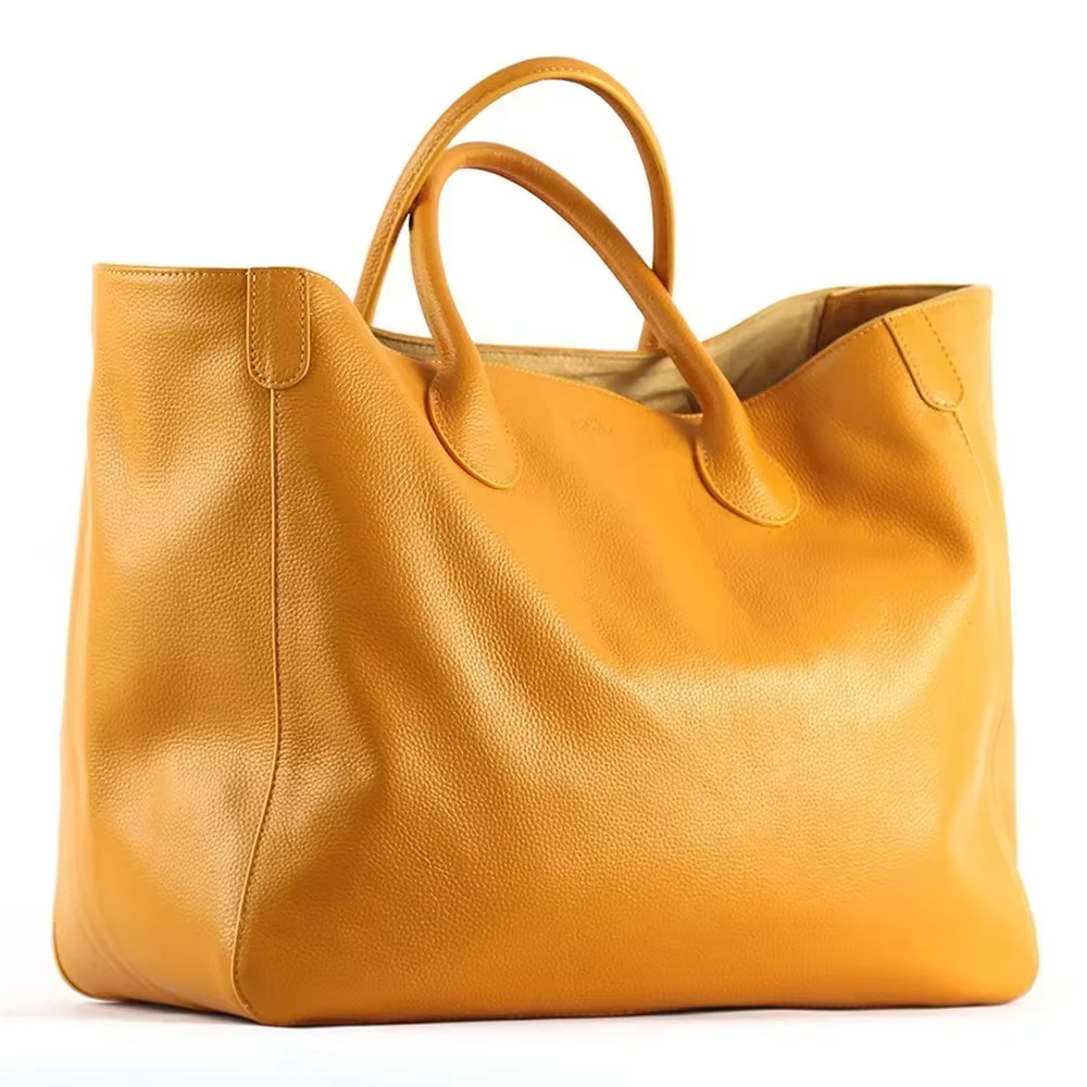 Sac à main spacieux en cuir véritable pour femmes, fourre-tout de luxe en cuir de vache décontracté,