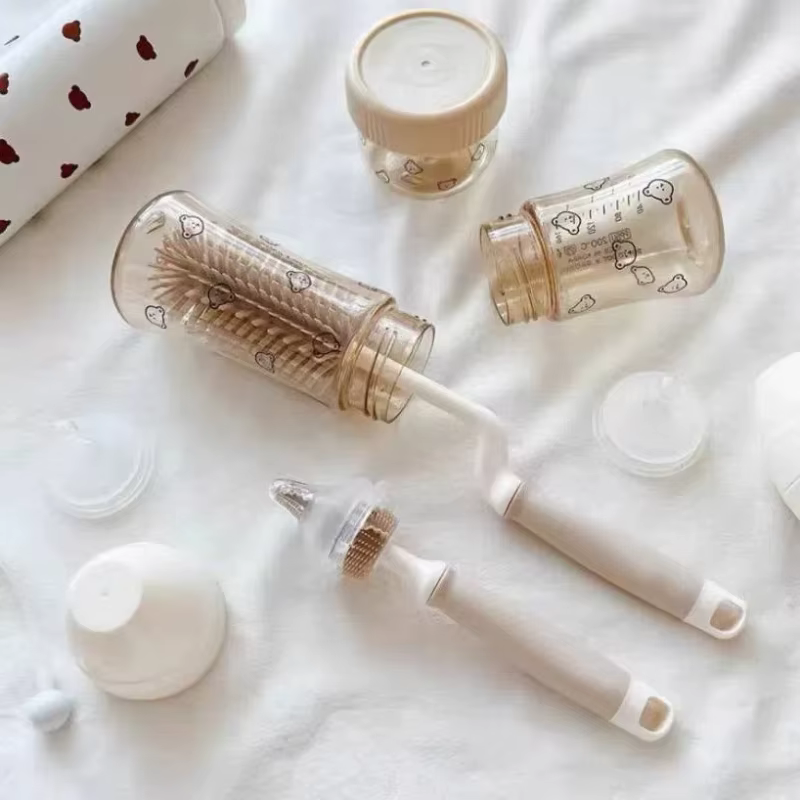 Coréen Ins nouveau-né bouteille mamelon brosse bébé spécial à Long manche brosse de nettoyage Silico