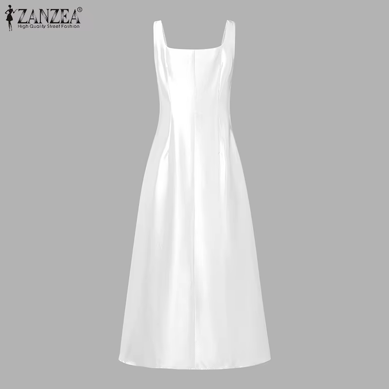 ZANZEA – robe longue élégante en Satin blanc pour femmes, robe de soirée Cocktail pour invitées de m