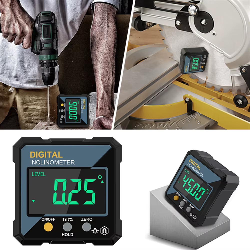 Outils de travail du bois, inclinomètre magnétique à 4 faces, double laser, instrument de mesure d'a