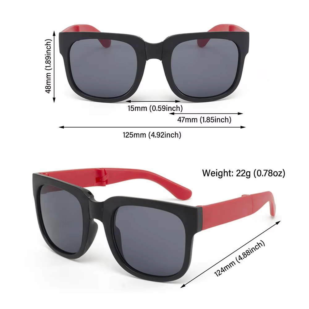 Lunettes de soleil à monture carrée pour enfants, lunettes d'extérieur pliables pour enfants, lunett