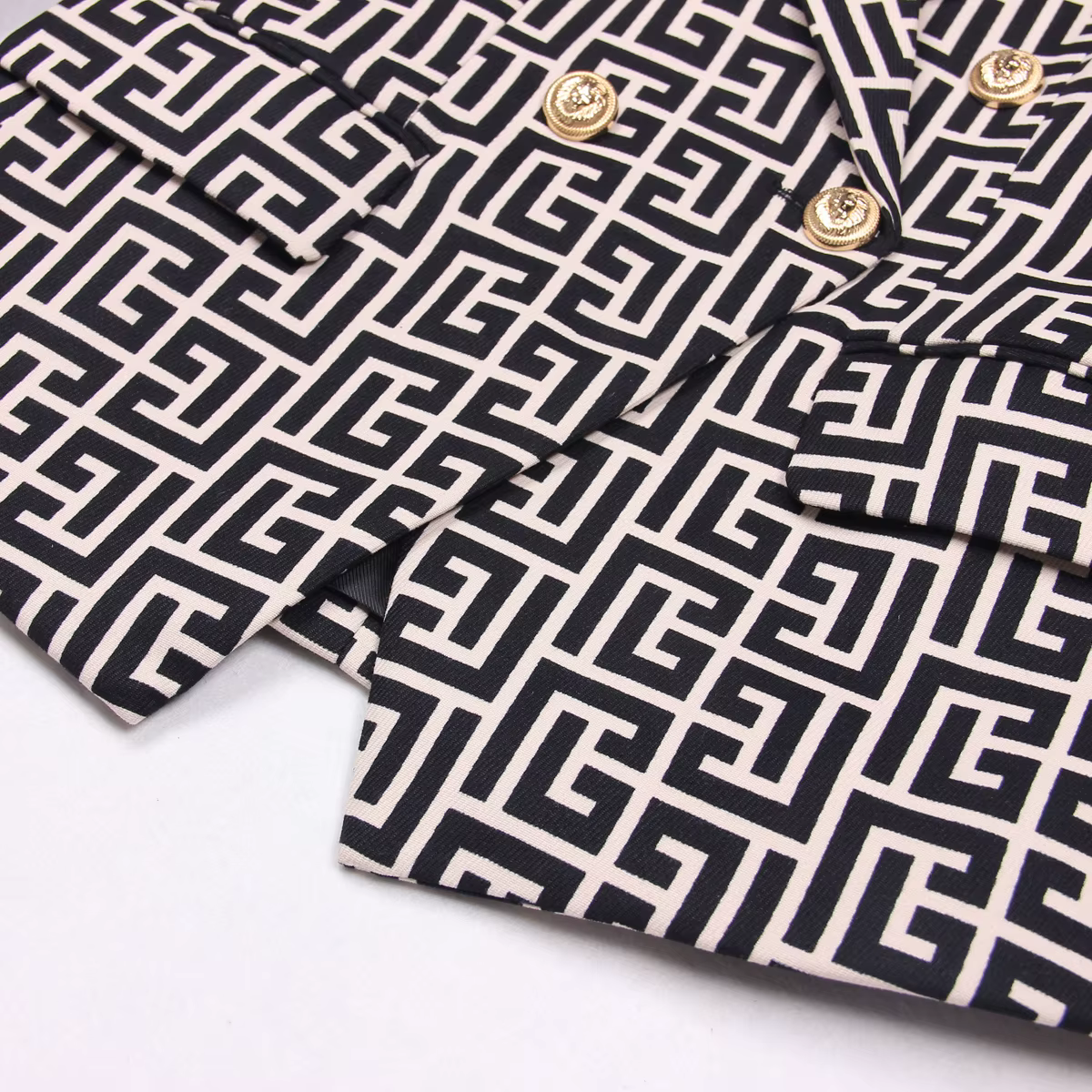 S-3XL Haute Qualité Mode Imprimé Labyrinthe Double NucleoGold Bouton Manches sulfSlim Fit CommPiedmo