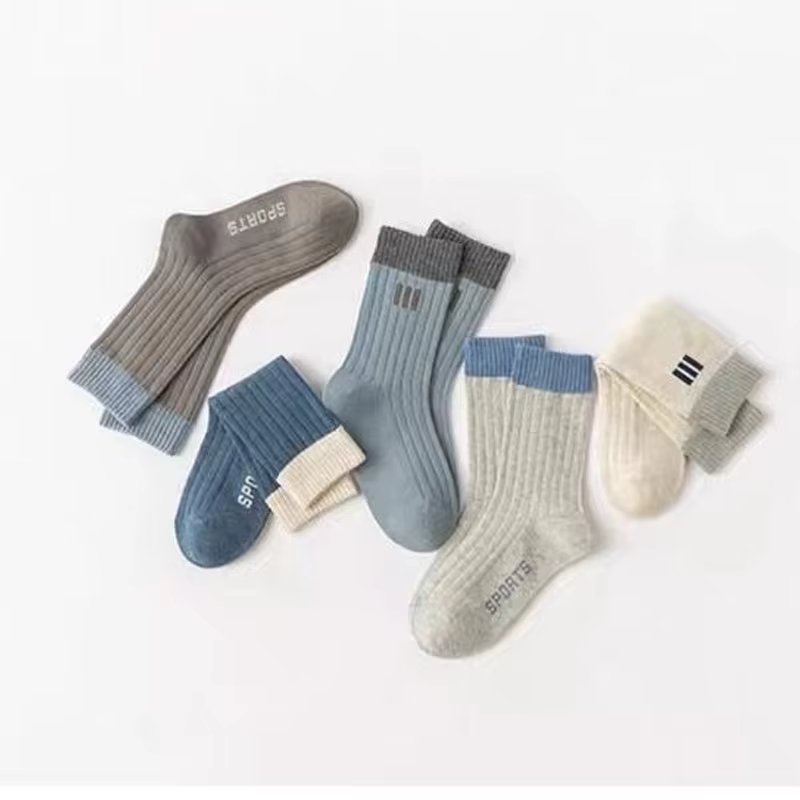 5 paires de chaussettes pour enfants, chaussettes d'automne et d'hiver pour garçons, chaussettes pol
