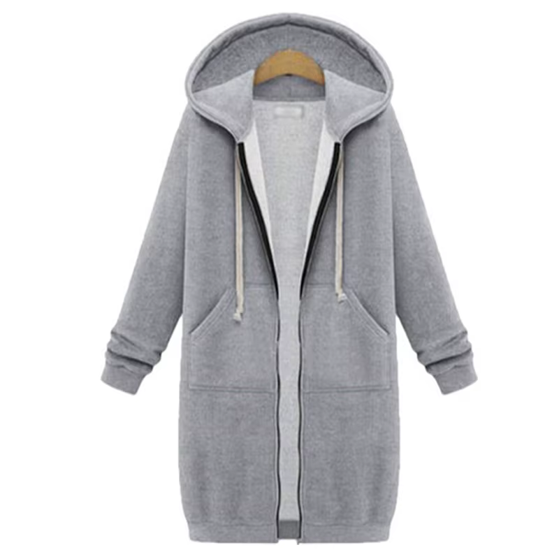 Parka à capuche épaisse pour femme, veste ample, avec fermeture éclair, poche, taille Maxi, robes de