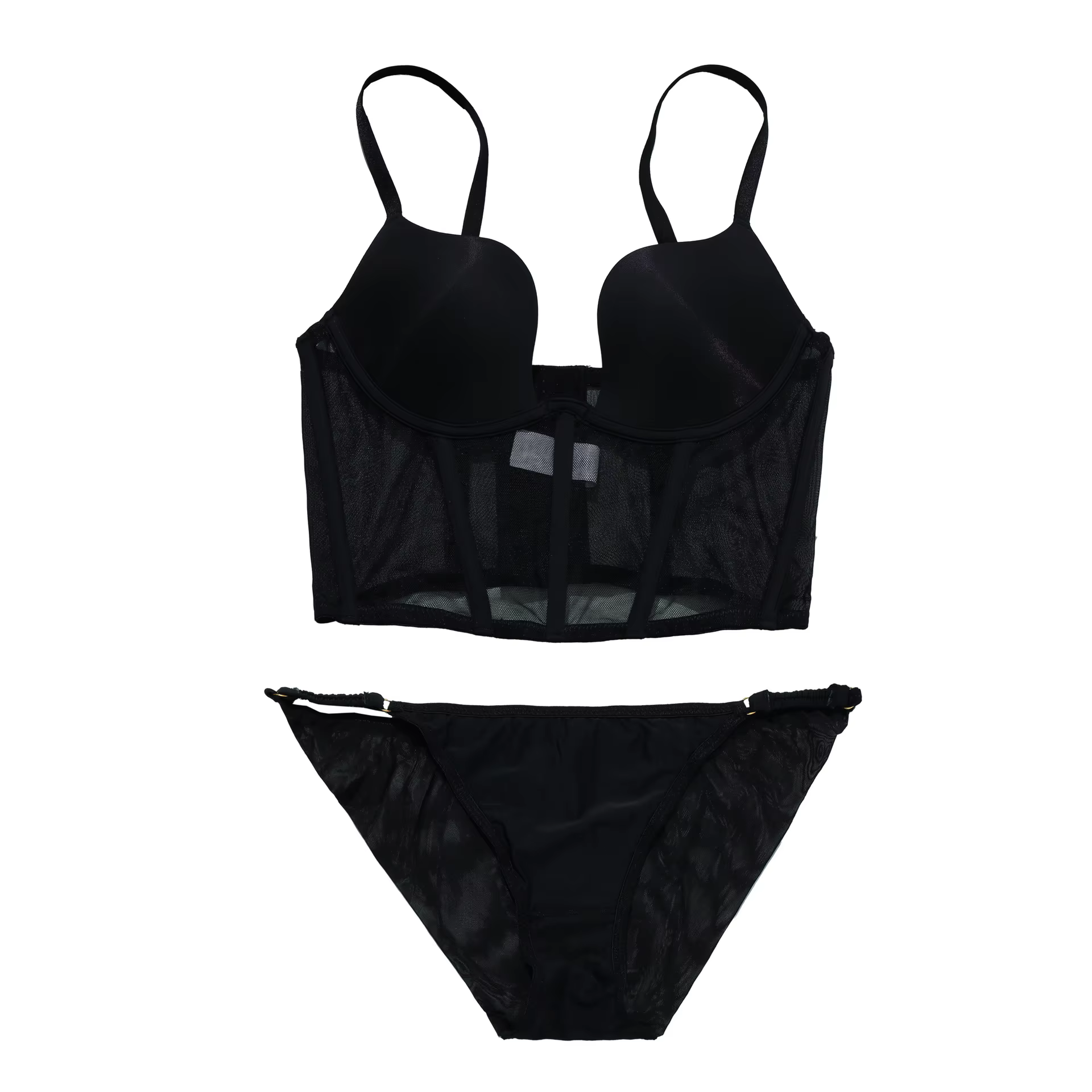 Soutien-gorge noir Sexy en arête de poisson, sous-vêtements avec anneau en acier, soutien-gorge, lin