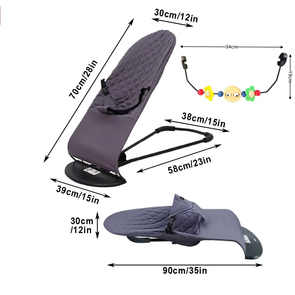 Siège vide-bébé haut de gamme avec barre jouet amovible-bascule portable pliable pour nouveau-nés de
