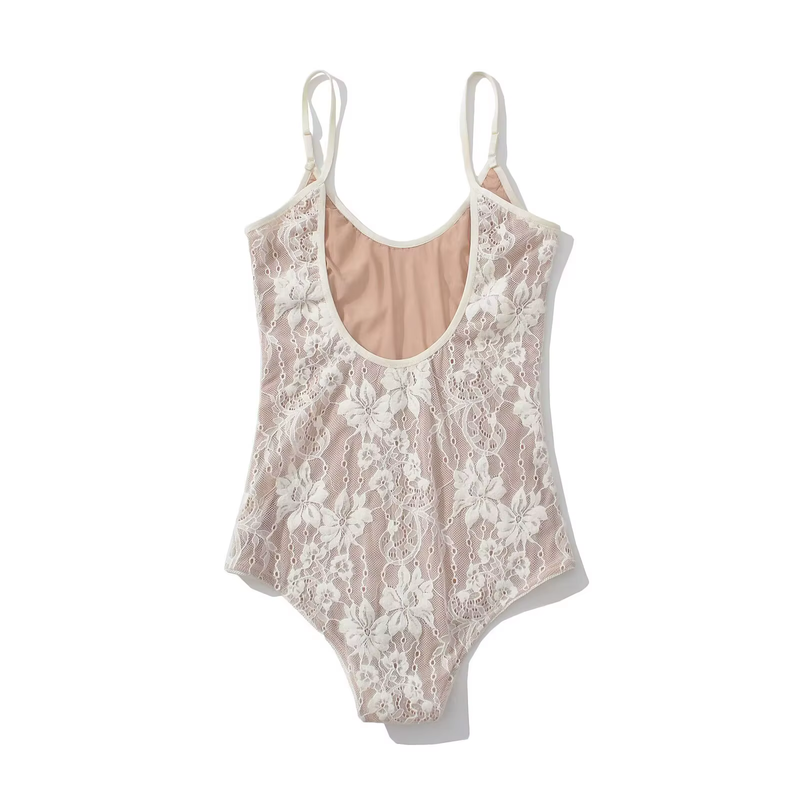 Sexy voir à travers la dentelle avec doublure dos nu Spaghetti sangle body femme fronde serré combin