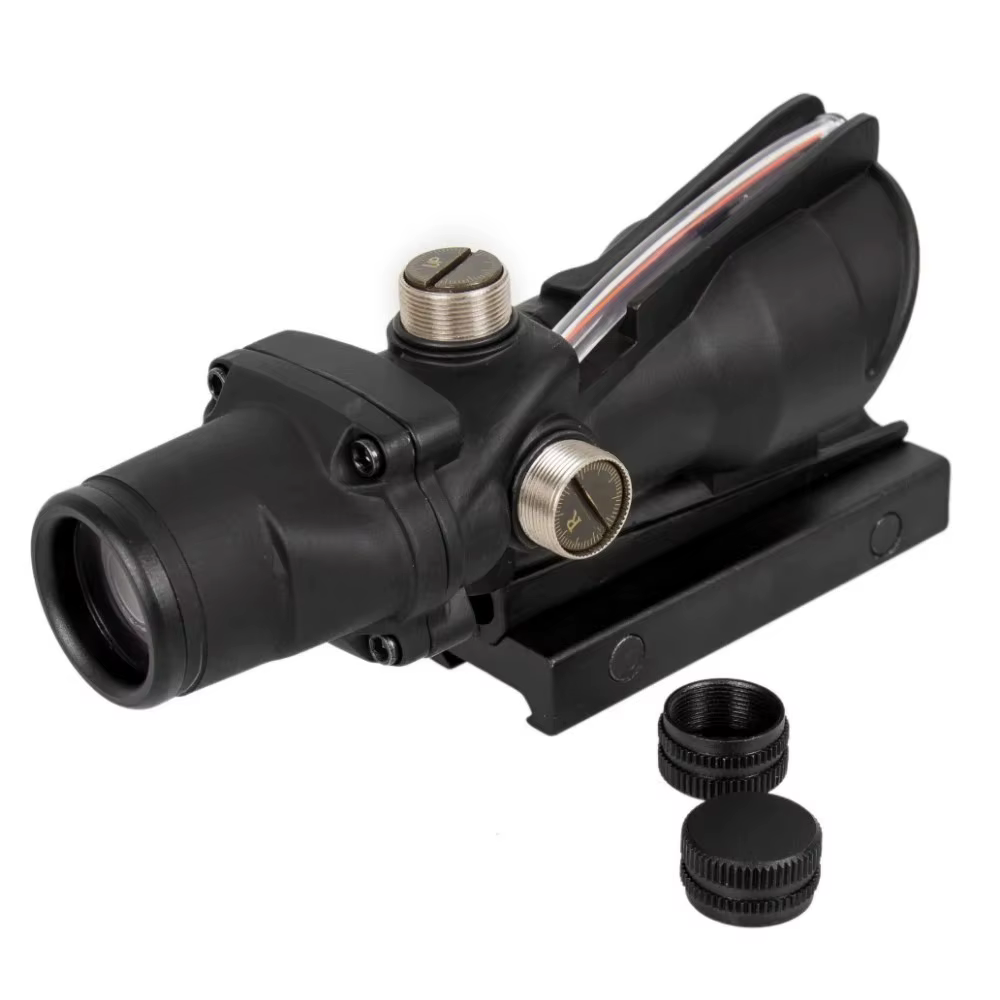 Lunette de chasse 4x32 avec fibres optiques réelles, point rouge vert, réticule gravé éclairé, viseu