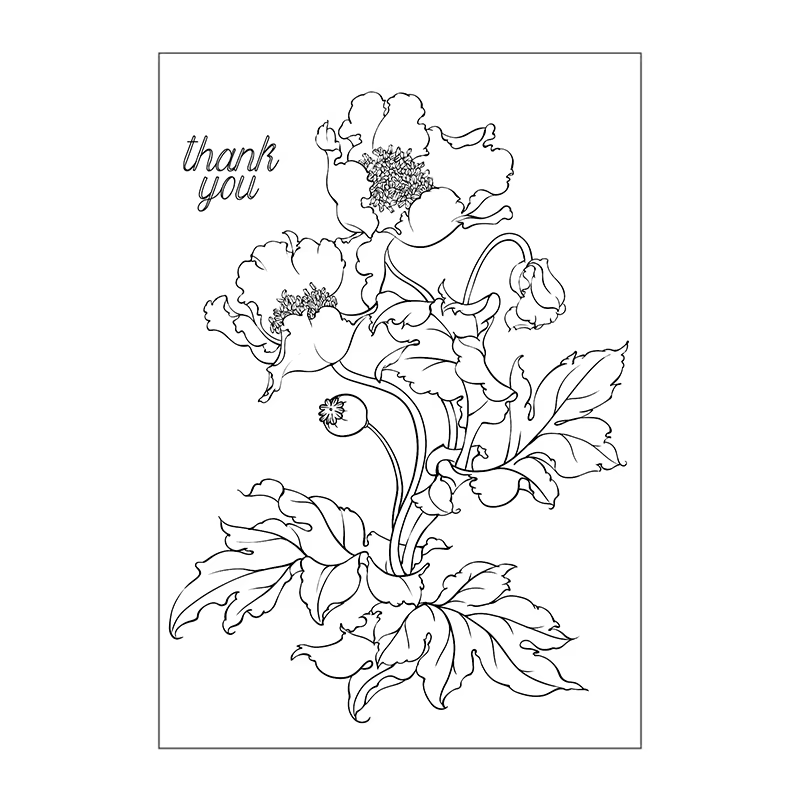 Tampon en silicone transparent de fond rétro, série de fleurs, timbres de décoration de carte de bri