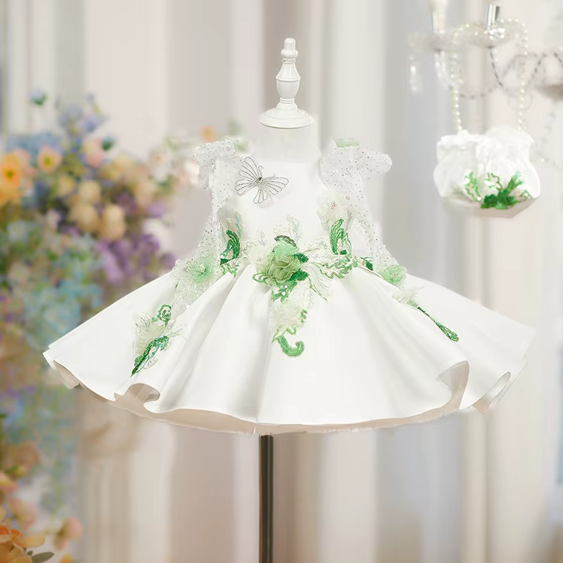Nouvelle Robe de Princesse pour Bébé Fille 2026, Robe Tutu à Fleurs et Perles pour Fête d'Anniversai
