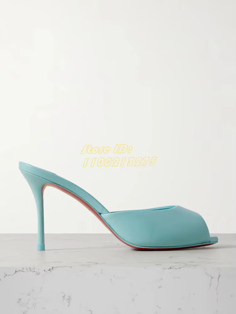 Peep Parker-Pantoufles en cuir à enfiler peu profondes pour femmes, chaussures à talons aiguilles, t