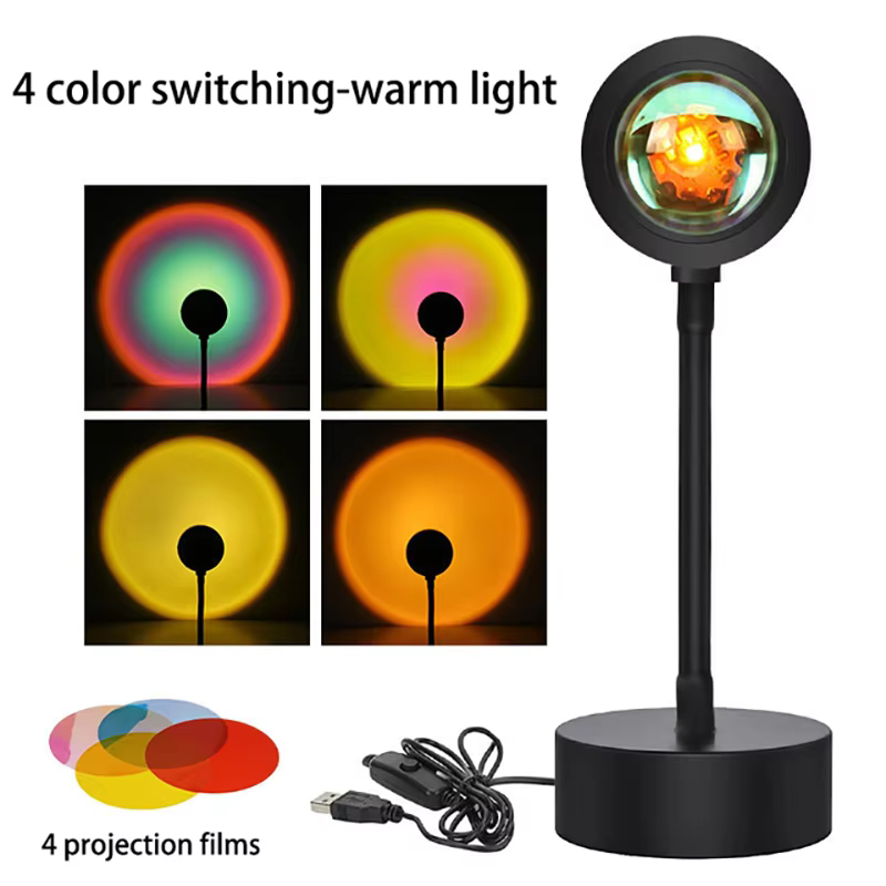 Lampe LED de coucher de soleil, projecteur USB, décoration de fête d'anniversaire, lumières d'ambian