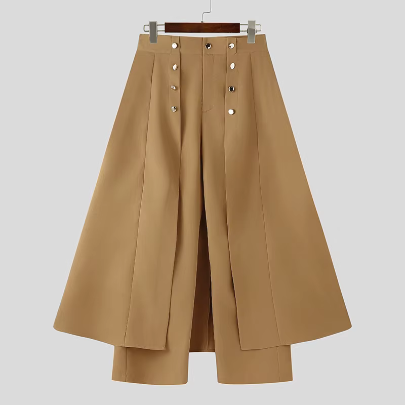 Pantalon long homme tendance 2026 – Joggers décontractés coupe ample à boutons, couleur unie, style