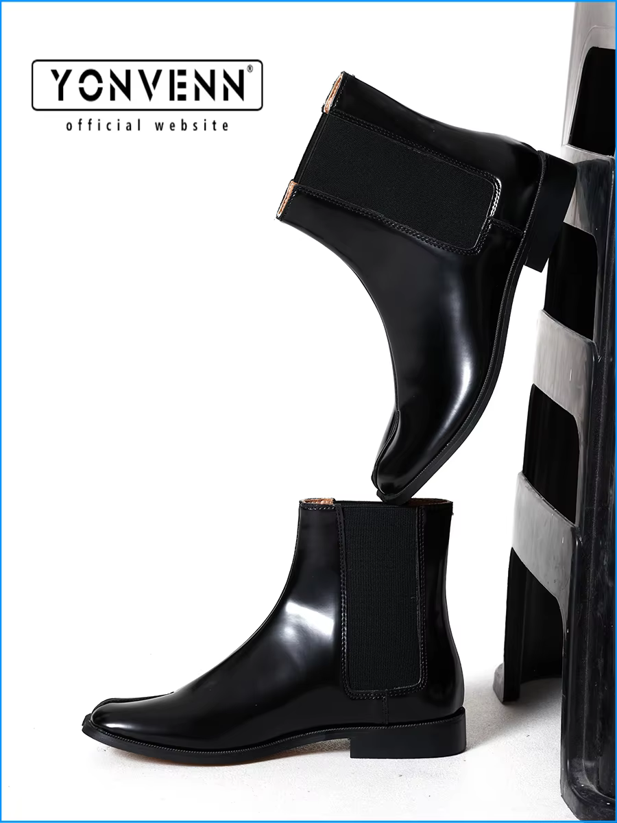 Bottes courtes en cuir véritable Chelsea tabi chaussures à bout fendu sabot de cochon chaussures en 