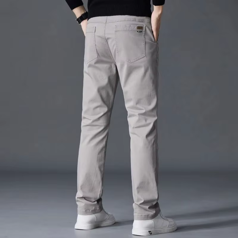 Pantalon en coton pour homme, coupe droite classique, élastique, couleur unie, décontracté, pour aff