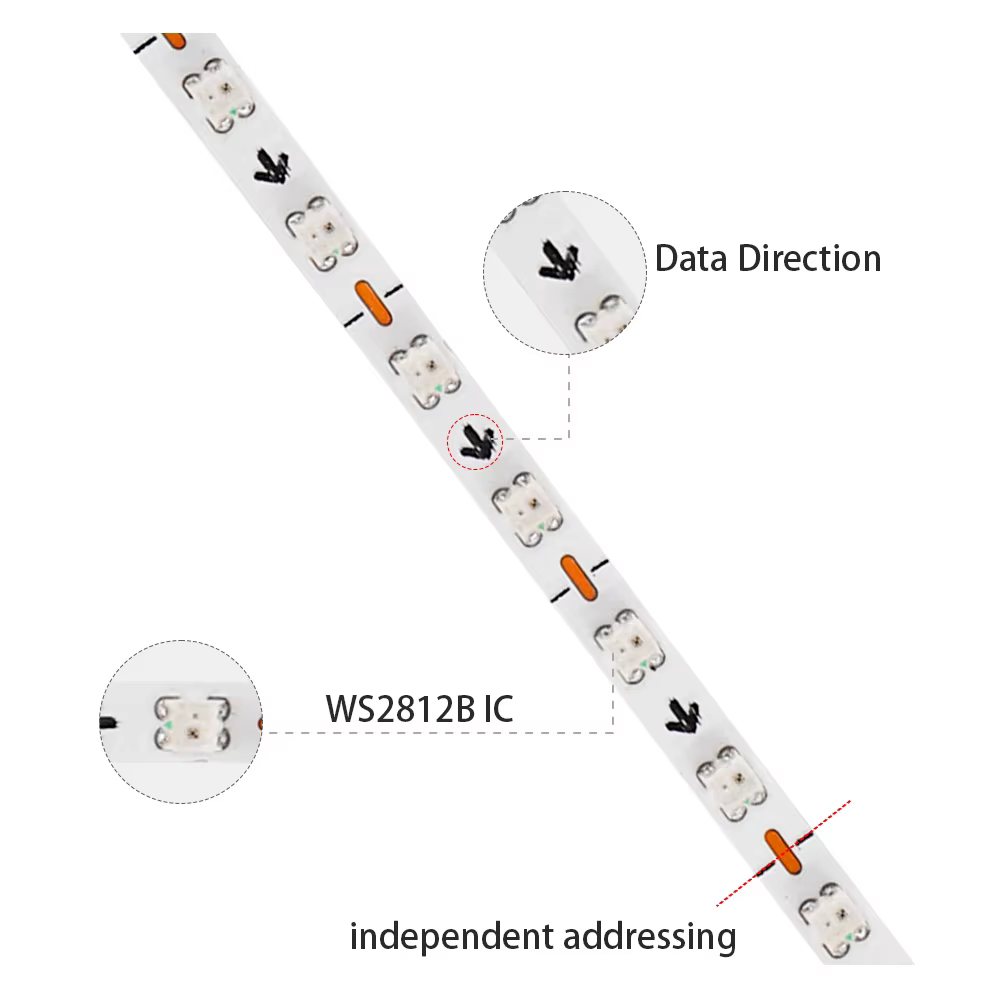 Bande lumineuse LED Ultra étroite 2.7mm WS2812B WS2812 2020 160 diodes/m adressable individuellement