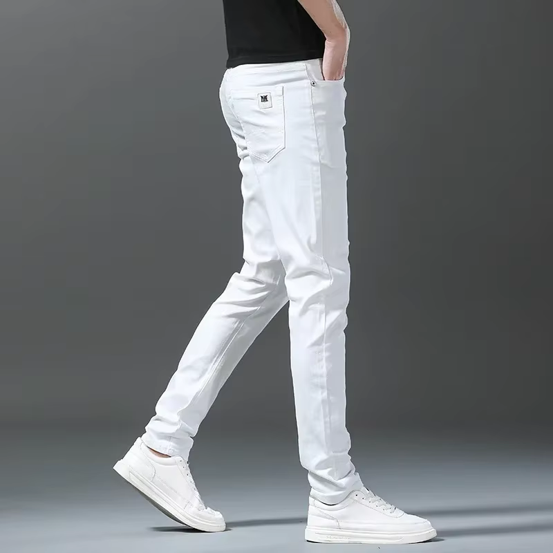 2025 printemps été nouveau 98% coton hommes Slim jean droit décontracté mode crayon pantalon haute q