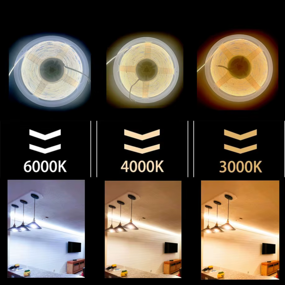 Bande lumineuse LED COB DC12V 24V 320LED s/M, bande LED Flexible haute densité, prise DC/2 broches, 