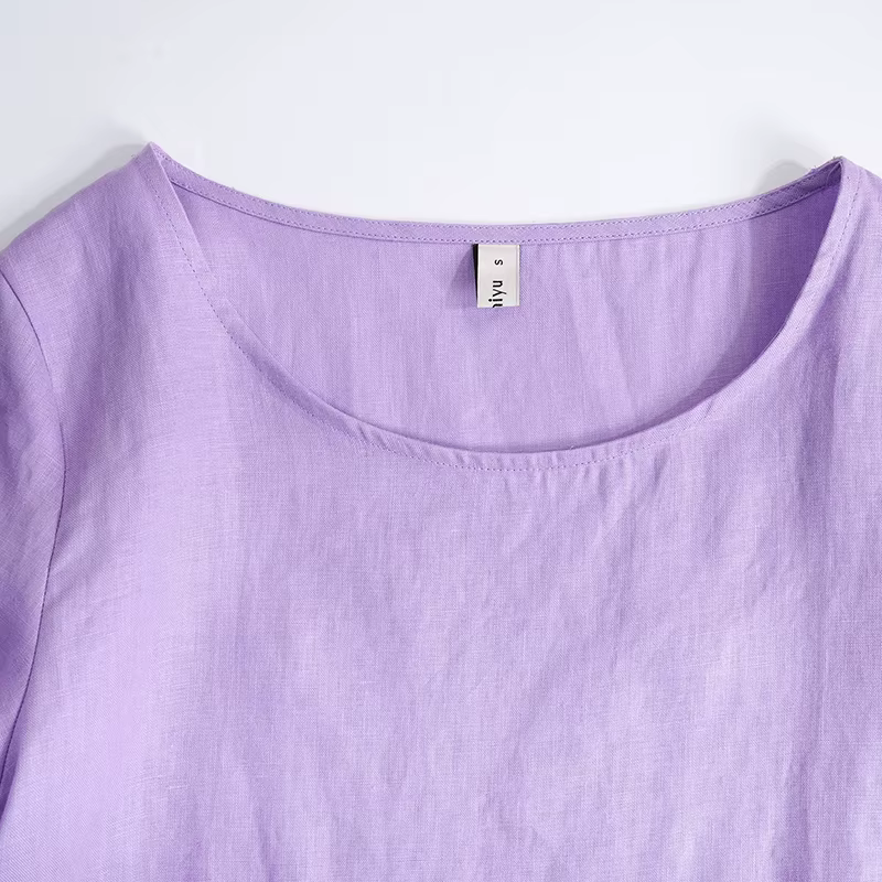 T-shirt Oversize 100% Lin Décontracté Asymétrique Blouses Femme Tendance 2026 Harajuku Basique Haut 