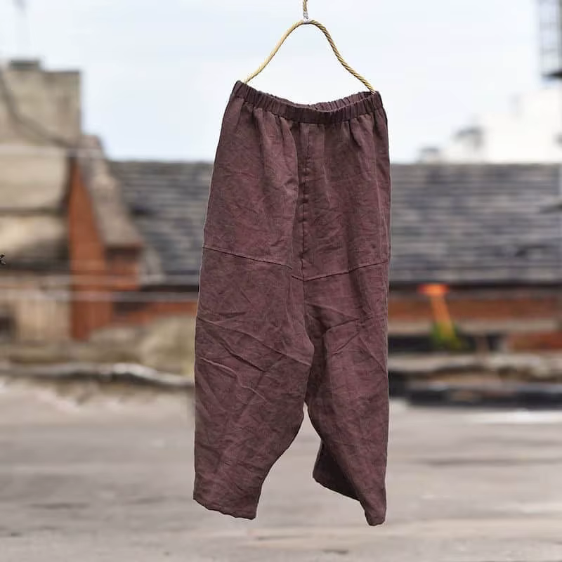 FJStreetwear-Pantalon lanterne pour femme, pantalon bouffant décontracté, taille élastique, style co