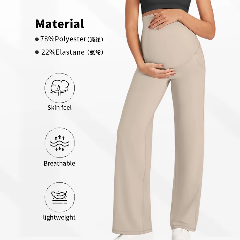 Nouveau pantalon de maternité pour femmes, couleur unie, jambes larges, taille haute, ample, décontr