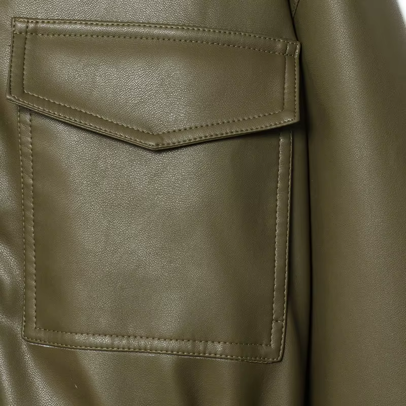 Veste femme veste simili cuir vert femme Demi-saison veste d'extérieur femme automne nouveau dans ma