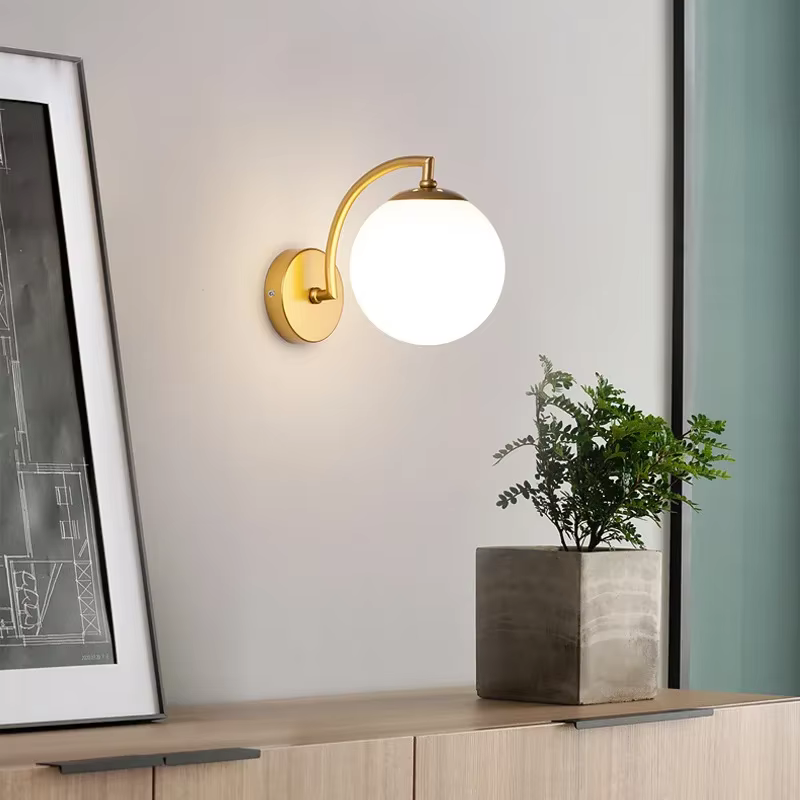 Lampes murales LED modernes boule de verre applique murale nordique minimaliste salon chambre chevet