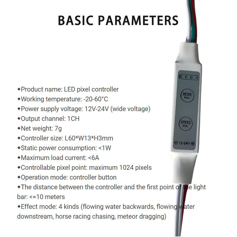 WS2811 LED bande 12V 24V contrôleur de débit Simple Mini 2 touches LED barre de chasse variateur de 
