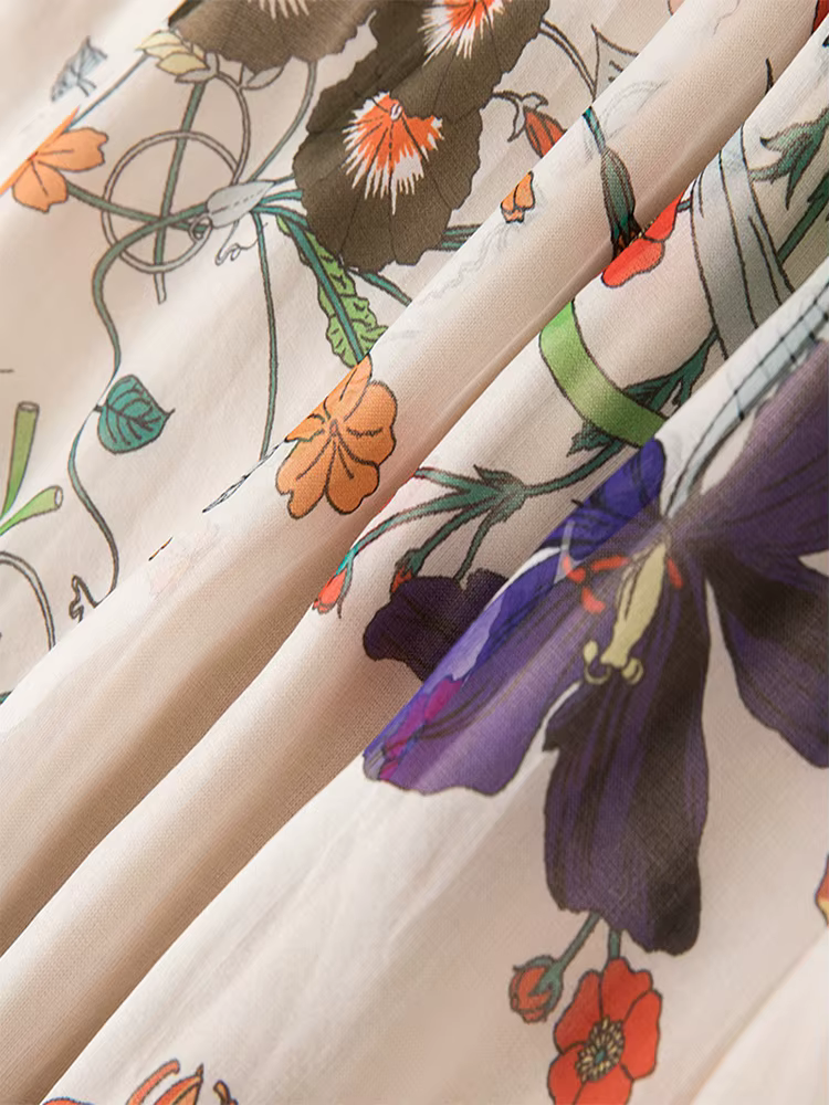Jupes en soie véritable 100% Birdtree, jupe longue imprimée pour femmes, jupe d'été, jupe fine et mi