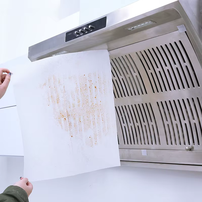 Papier filtre pour hotte de cuisine jetable, 46cm x 5/10M, Non tissé, résistant à l'huile, en coton,