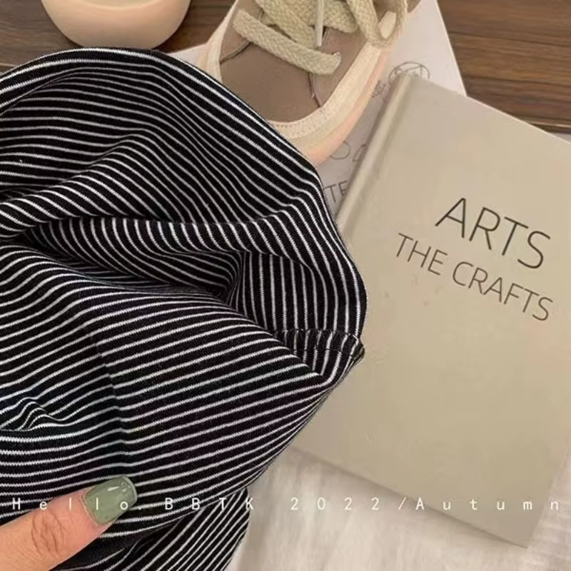 T-shirt rayé coréen à manches longues pour enfants, haut simple pour bébé, chemise chaude pour garço