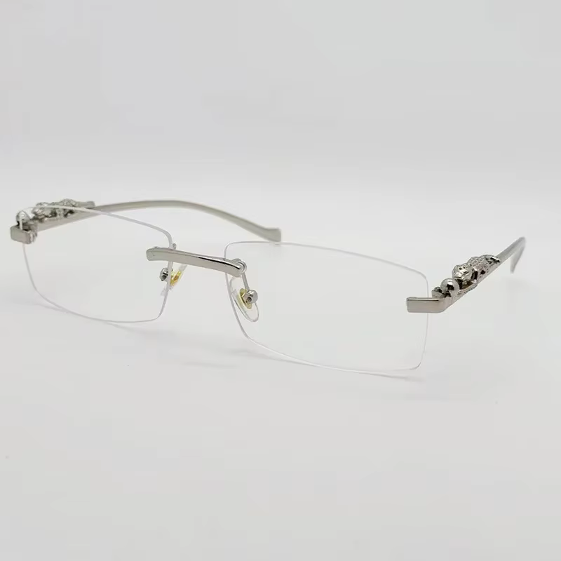 Monture de lunettes sans monture pour femmes et hommes, mode guépard, décoration Business Cool, mont