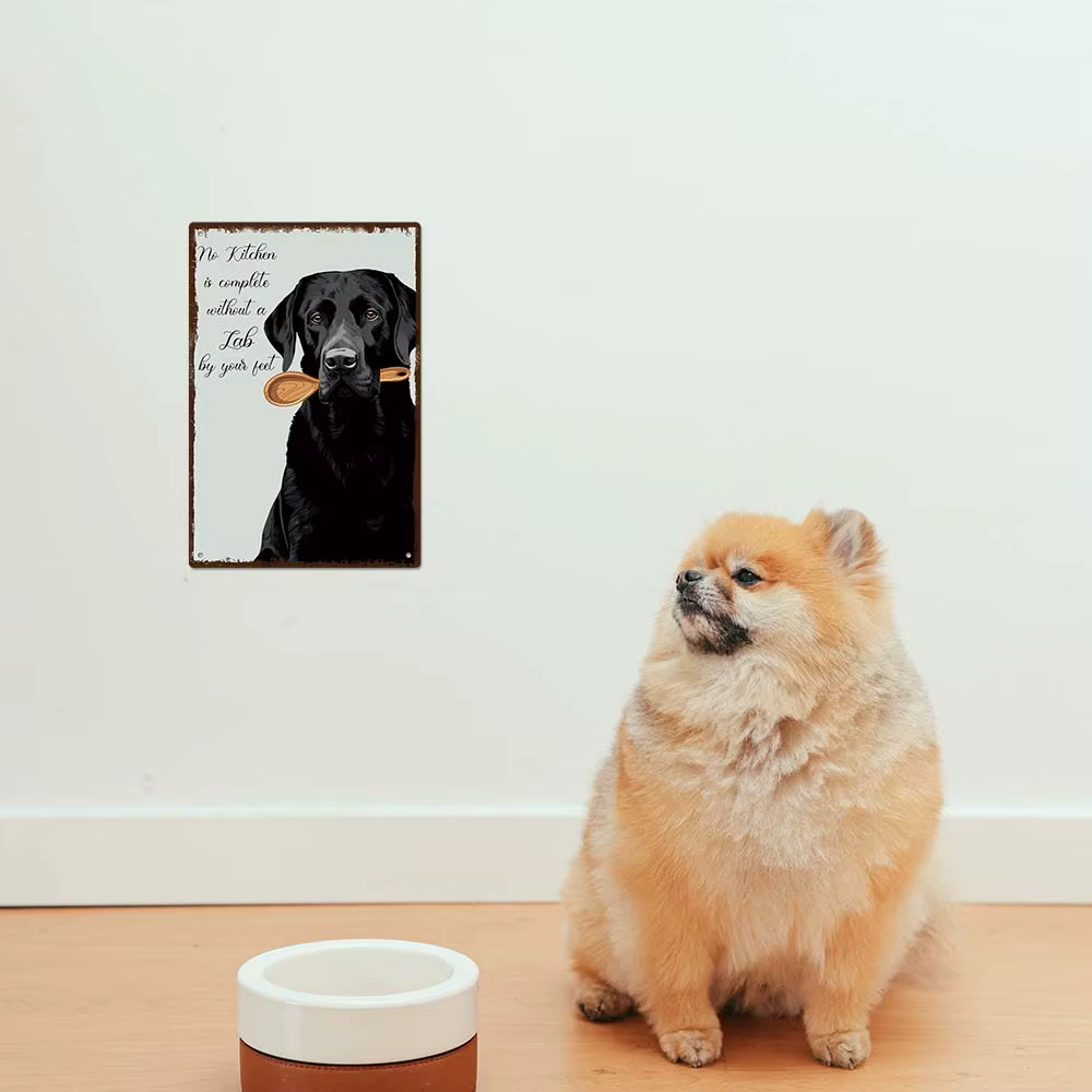 Putuo Decor-Panneau en métal chien noir, affiche d'art mural rétro pour la maison, la cuisine, le ja