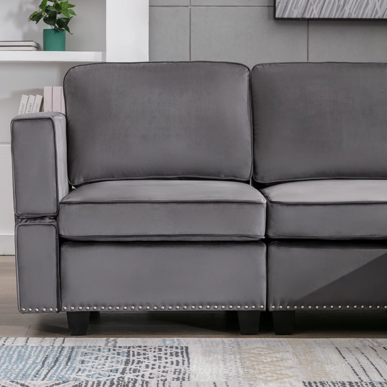 HORGgland-Canapé convertible en forme de L en U, canapé confortable, canapé modulaire, 4 places, 3 o