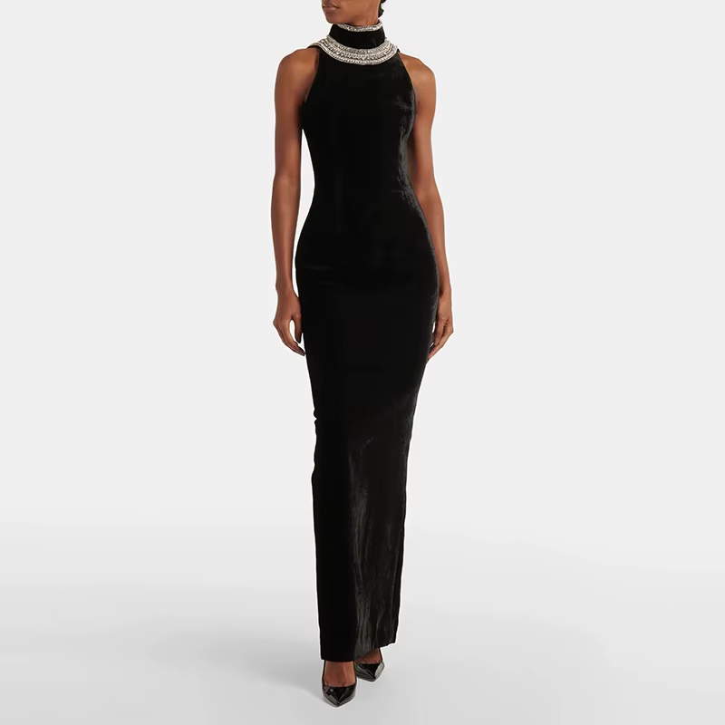 Robe à perles lourdes pour femmes, Streetwear tendance, élégante, amincissante, Sexy, dos nu, en vel